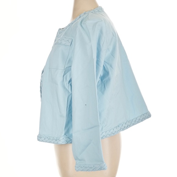 Ming Wang Blue Braided Double Pocket Shoulder Pad Blazer - Picture 5 of 8